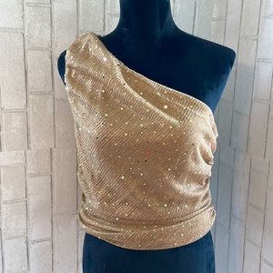 One shoulder sequence top Y2K